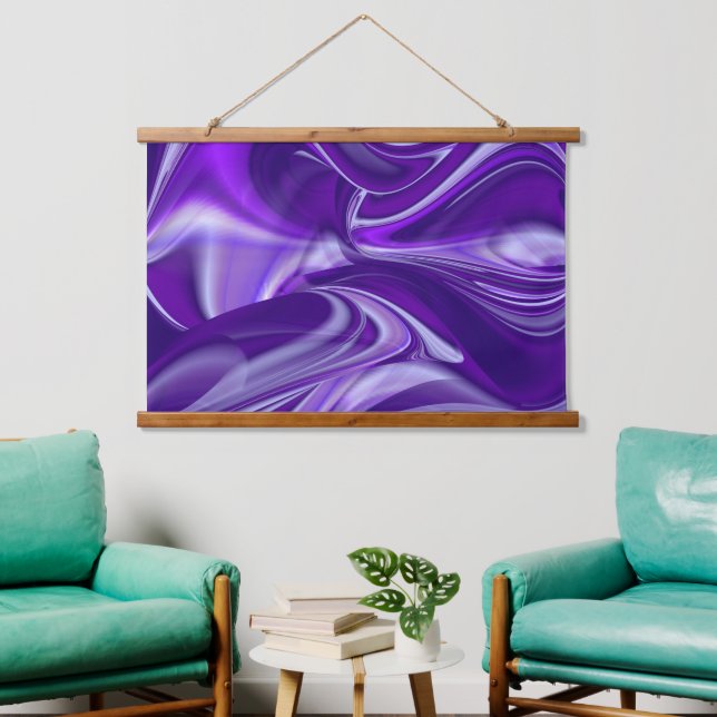 Lila Blume Regenbogen Träume Wandteppich Mit Holzrahmen (Wohnzimmer)