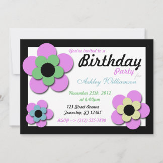 Lila Blume Retro Dazzle Geburtstag Einladungen