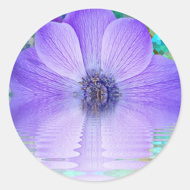 Lila Blume Runder Aufkleber (Vorderseite)