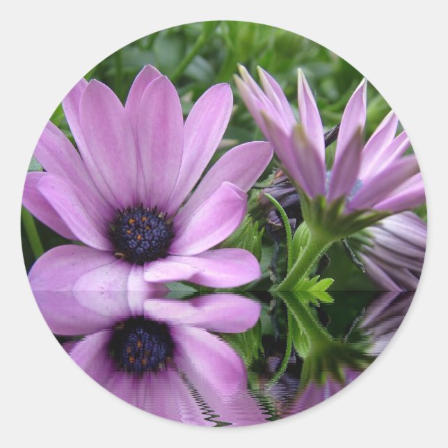 lila Blume Runder Aufkleber (Vorderseite)