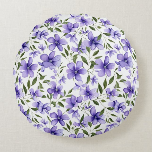 Lila Blume Rundes Kissen (Vorderseite)