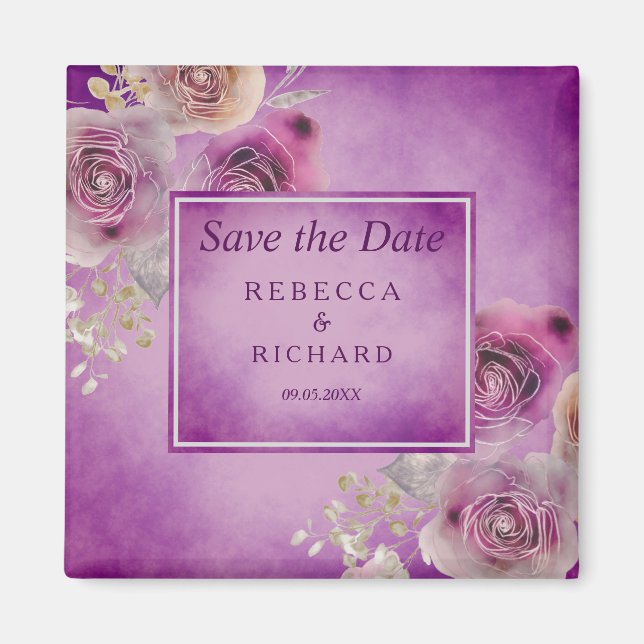 Lila Blume Save the Date Magnet (Vorne)