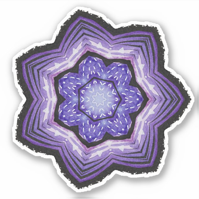 Lila Blume Schöne Abstrakte Kunst Aufkleber (Vorderseite)