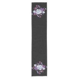 LILA-BLUME, SCHWARZER HINTERGRUND KURZER TISCHLÄUFER