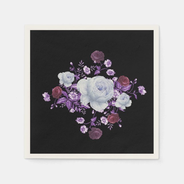 LILA-BLUME, SCHWARZER HINTERGRUND SERVIETTE (Vorderseite)