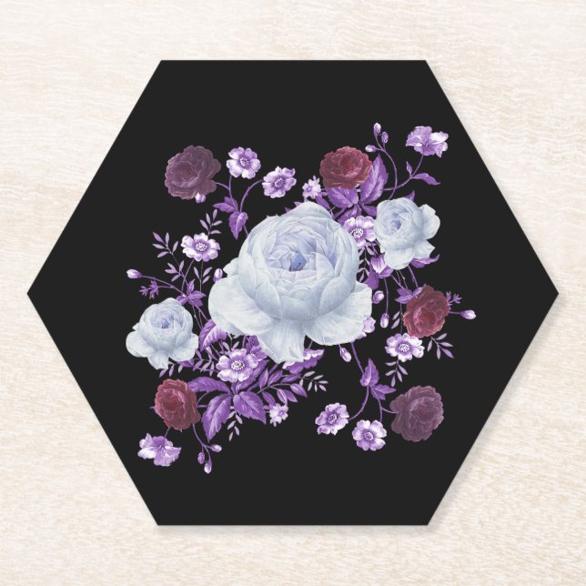 LILA-BLUME, SCHWARZER HINTERGRUND UNTERSETZER (Vorderseite)