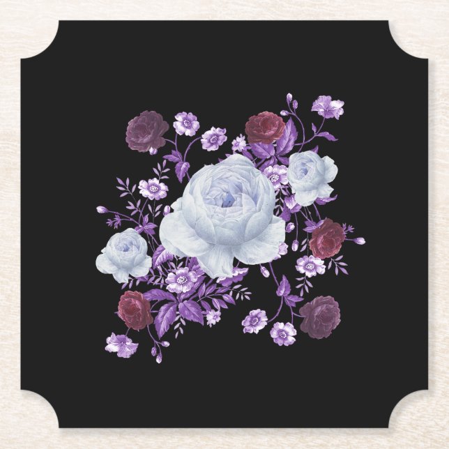 LILA-BLUME, SCHWARZER HINTERGRUND UNTERSETZER (Vorderseite)