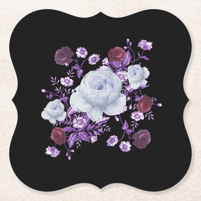 LILA-BLUME, SCHWARZER HINTERGRUND UNTERSETZER (Vorderseite)