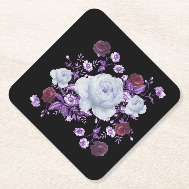 LILA-BLUME, SCHWARZER HINTERGRUND UNTERSETZER (Vorderseite)