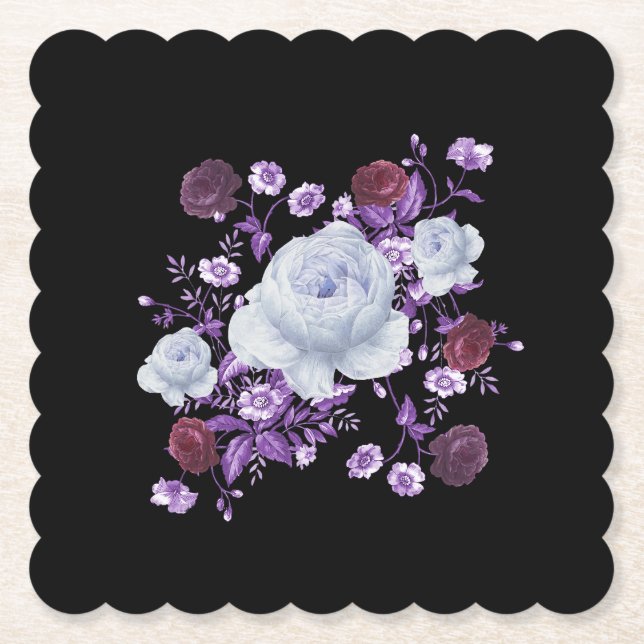 LILA-BLUME, SCHWARZER HINTERGRUND UNTERSETZER (Vorderseite)