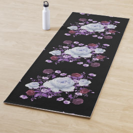 LILA-BLUME, SCHWARZER HINTERGRUND YOGAMATTE