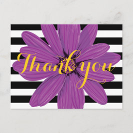 Lila Blume Schwarzweiß-Streifen Postkarte
