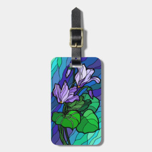 Lila Blume  Stainglas-Tag Gepäckanhänger