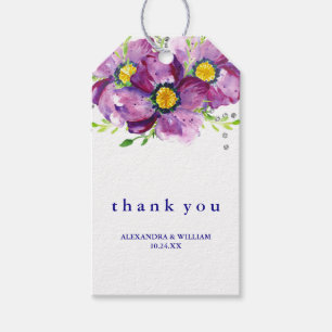 Lila Blume und Glitzer Hochzeit Geschenkanhänger