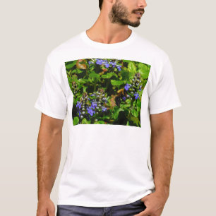 Lila Blume und Hummeln T-Shirt