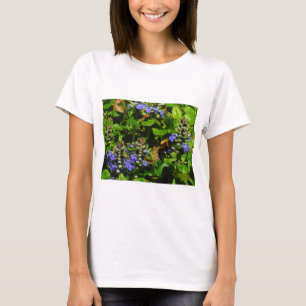 Lila Blume und Hummeln T-Shirt