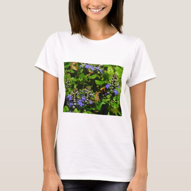 Lila Blume und Hummeln T-Shirt (Vorderseite)