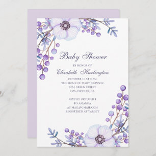 Lila Blume. Violette Blütendusche Einladung