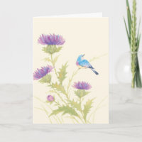 Lila Blume Vogel Beileid Grußkarte