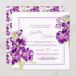 Lila Blume Wasserfarben Live-Stream Hochzeit Einladung