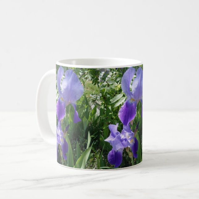 Lila Blume Weißer Kaffee Tasse (Vorderseite Links)