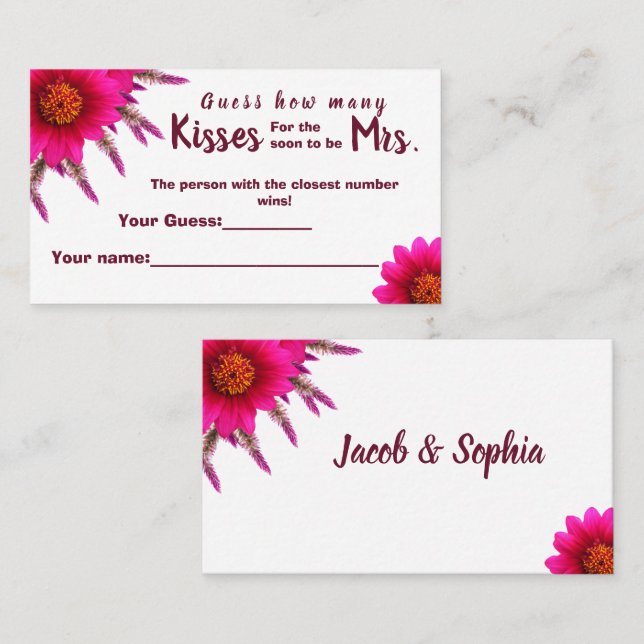 Lila Blume Wie viele Küsse für Mrs. Shower Platzkarte (Vorne/Hinten)