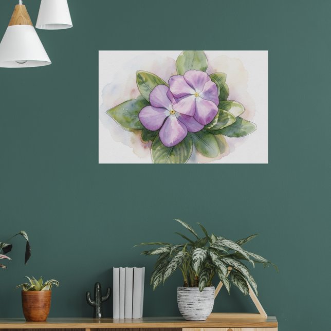 Lila-Blumen-Aquarell-Kunstprint Poster (Wohnzimmer 1)