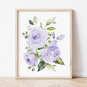 Lila Blumen, Aquarellfarben-Blume, Gender Neutral Fotodruck