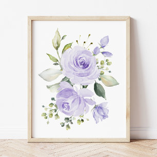 Lila Blumen, Aquarellfarben-Blume, Gender Neutral Poster