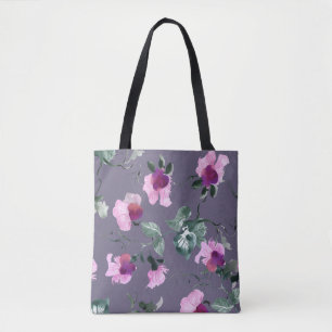 Lila Blumen: Aquarellfarbenes, nahtloses Muster.