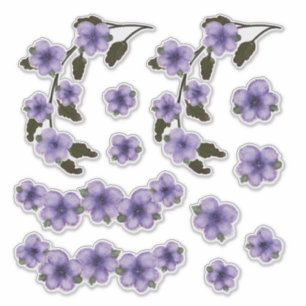 Lila Blumen Aquarellmalerei Aufkleber