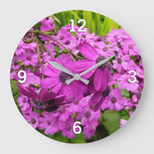 Lila Blumen aus San Francisco Große Wanduhr