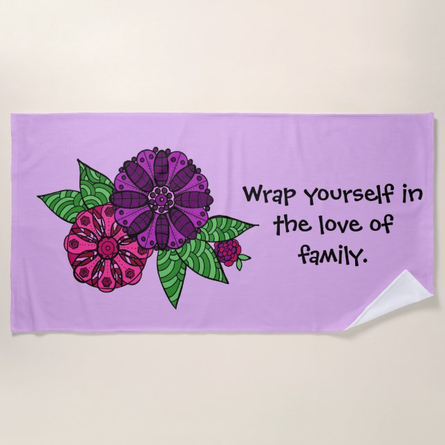 Lila Blumen-Badetuch Strandtuch (Vorderseite)