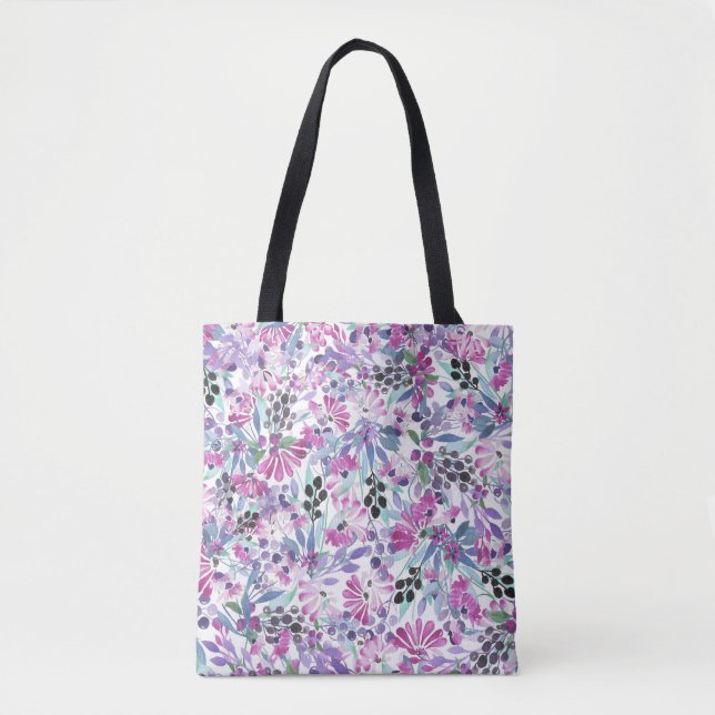 Lila Blumen & Berries: Aquarell (Vorderseite)