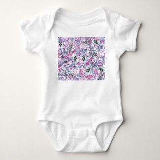 Lila Blumen & Berries: Aquarell Baby Strampler