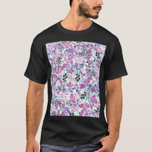 Lila Blumen & Berries: Aquarell T-Shirt
