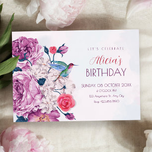 Lila Blumen blühen zum Geburtstag Einladung