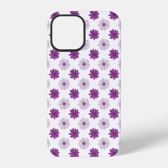 Lila Blumen Blumenmuster iPhone Hülle (Rückseite)