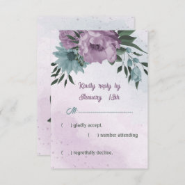 lila Blumen botanische Hochzeit RSVP Karte