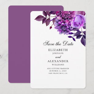 Lila Blumen. Botanische Wasserfarbe Save the Date Einladung