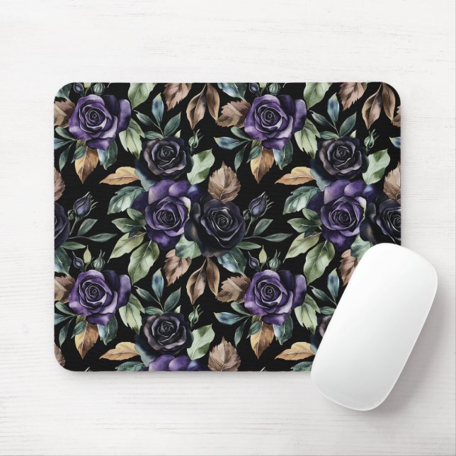 Lila Blumen Bronze Blätter Mousepad (Mit Mouse)