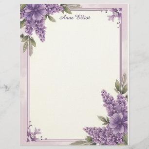 Lila Blumen Ecken Briefpapier