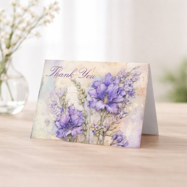 Lila Blumen Elegant Danke Gefaltet (Von Creator hochgeladen)