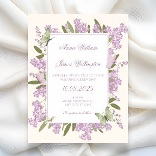 Lila Blumen elegante Hochzeit Einladung