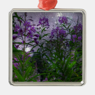 Lila Blumen Fantasy Nacht Ornament Aus Metall