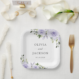 Lila Blumen, Fliederblumen, Florale Hochzeit Pappteller