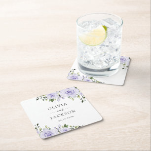 Lila Blumen, Fliederblumen, Florale Hochzeit Rechteckiger Pappuntersetzer