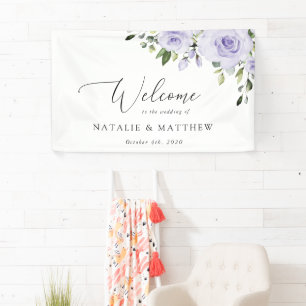 Lila Blumen, Fliederblumen, Hochzeitsbegrüßung Banner