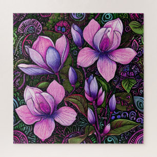 🧩 Lila Blumen Floraler Garten Entspannendes Gesch Puzzle