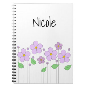 Lila Blumen-Foto-Notizbuch Notizblock